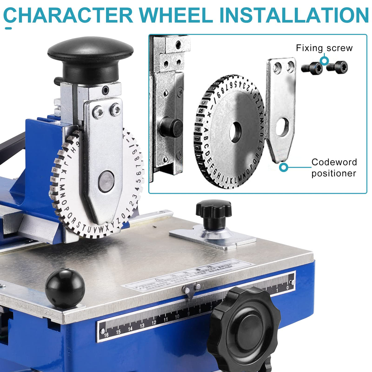 Consfly Metal Nameplate Stamping Machine Semi-Automatic Embosser Label Printing Marking Machine Dog Tag Printer (3mm Character Wheel)