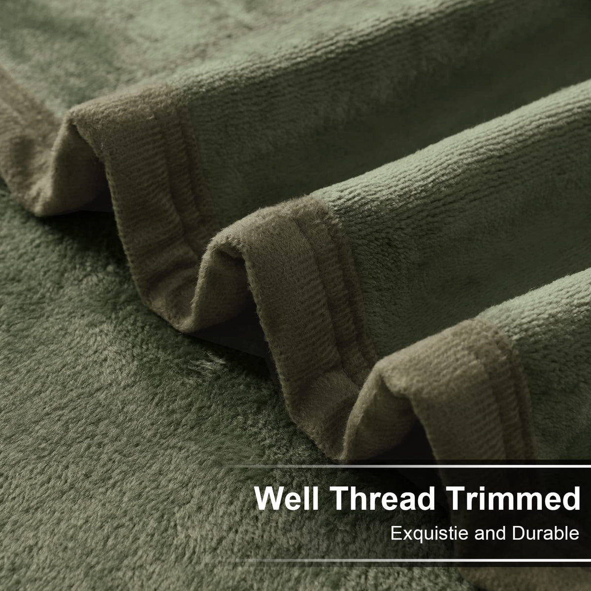 Soft Twin Size Blanket All Season Warm Fuzzy Microplush Lightweight Thermal Fleece Blankets for Couch Bed Sofa,66x90 Inches,Olive Green