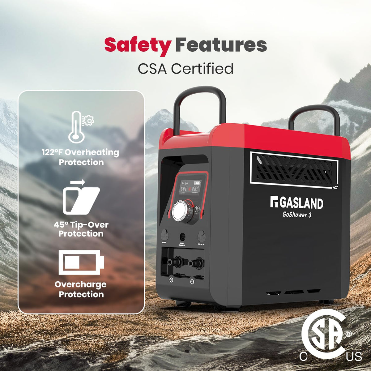 GASLAND Goshower 3 Portable Hot Water Heater & Shower Pump | CSA Certified |1.5Hr Fast Charging | 1lb Propane Camping Shower for Cabin, RV & Off-Grid Use – G3 Max