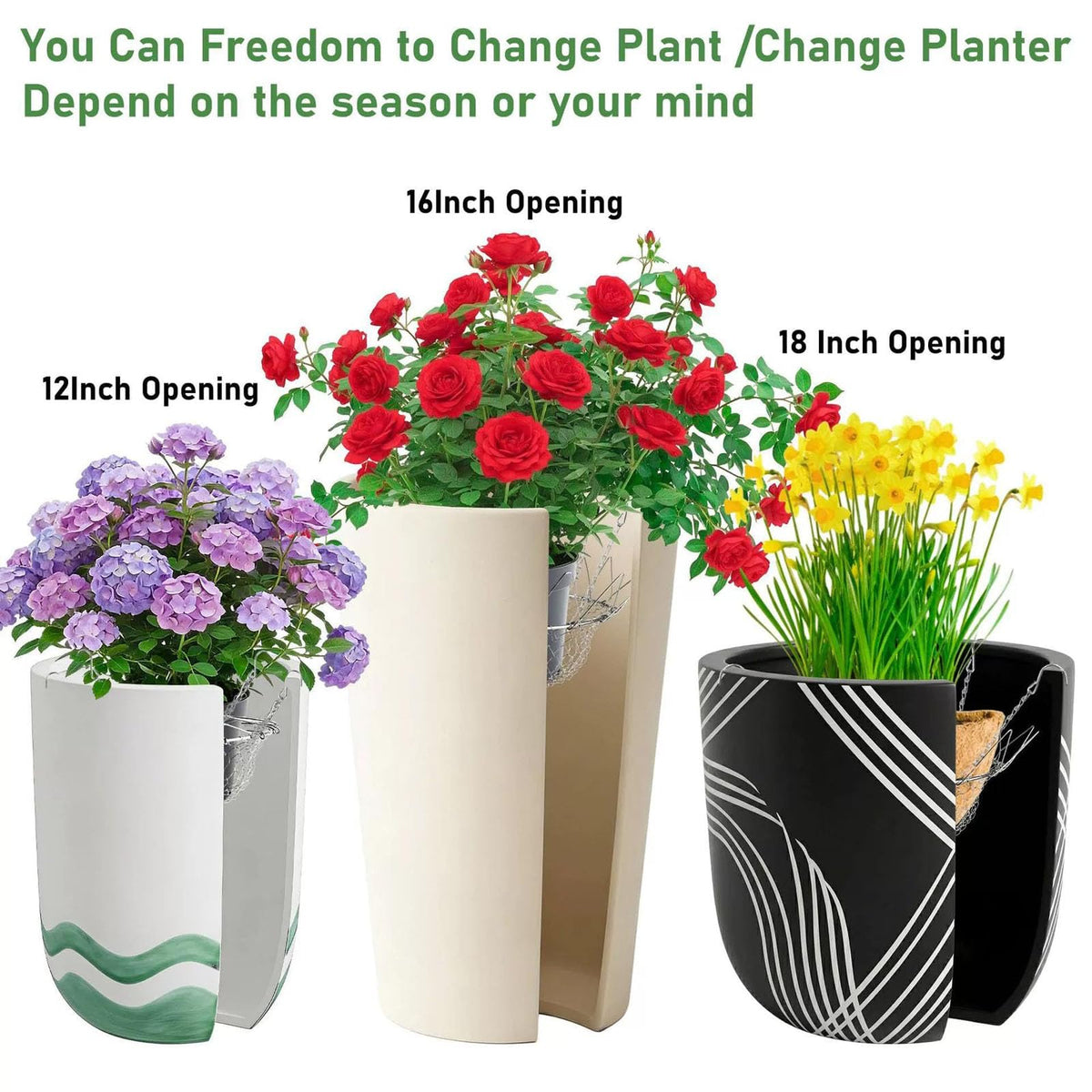 Adjustable Planter Insert, Chain Planter Filler for Elevate Plants, Flower Filler Support Chains Outdoor, Stainless Steel Plant Pot with Chains, Plant Lift Risers for Inside Pots