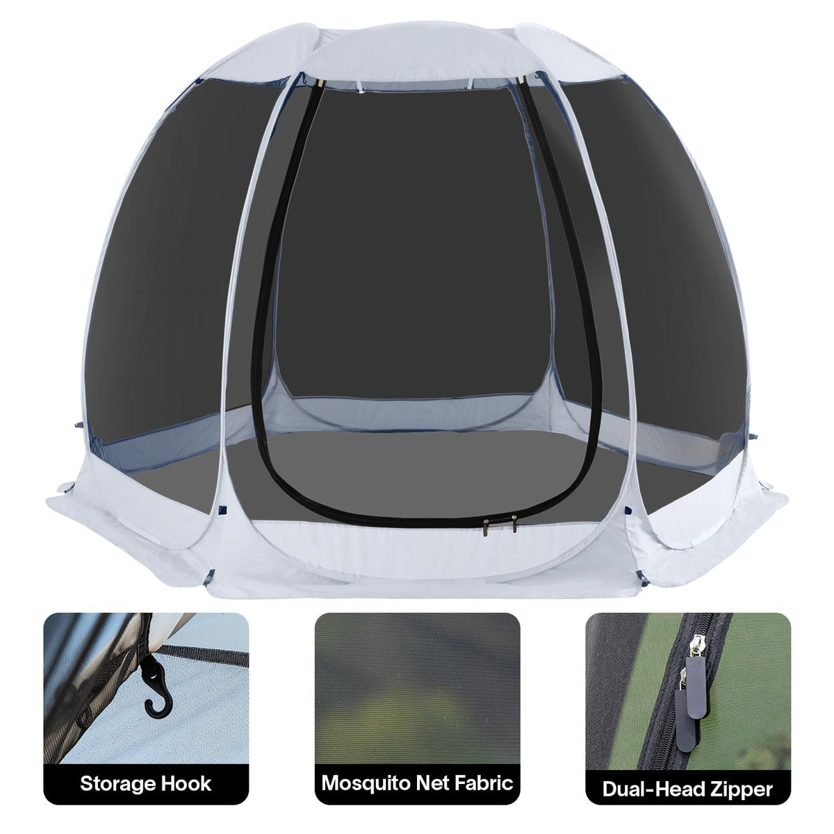 Alvantor 10'x10' Pop Up Screen House Tent, Instant Outdoor Gazebo with Mosquito Netting & UPF 50+ Sun Protection, Portable Canopy Shelter for Patio, Backyard, Camping (4-6 Person),Grey