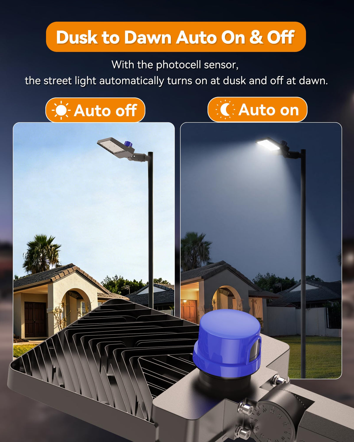 300W LED Parking Lot Lights 75000LM Street Light, 6000K Dusk to Dawn Outdoor Lights Commercial Area Lighting for Parking Lot Street Roadways Driveways Warehouse Factory 13 Years Lifespan, 2 Pack