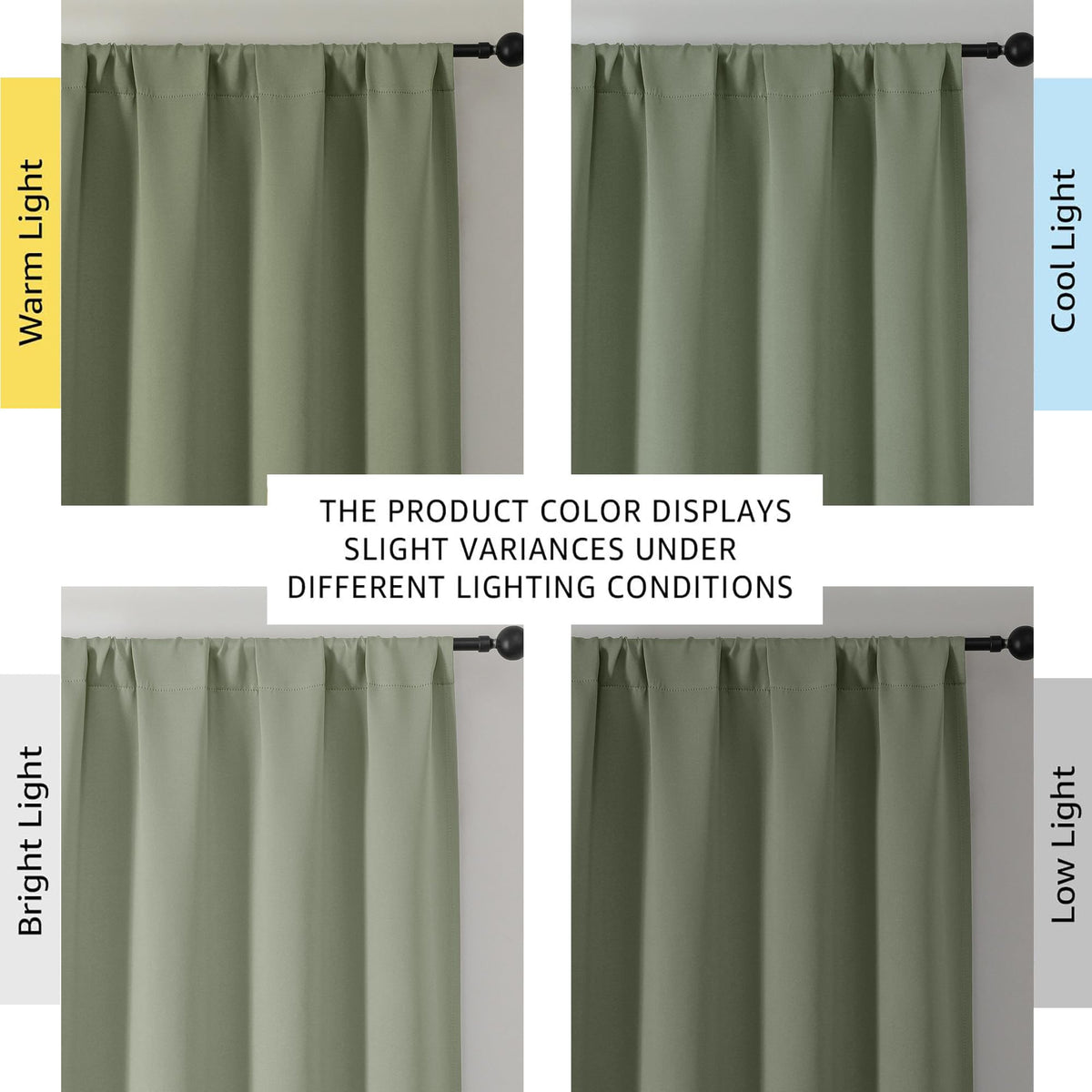 OWENIE Sally Sage Green Short Blackout Curtains for Bedroom Living Room 45 Inch Length 2 Panels Set, Solid Thermal Insulated Energy Saving Window Treatment Curtains Drapes, W40 x L45, Sage Green