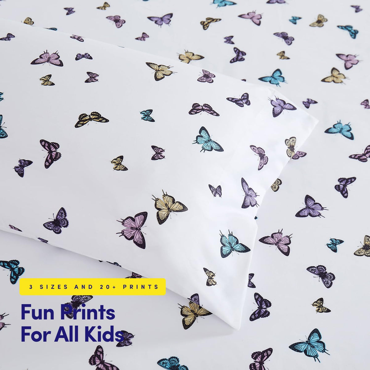 1500 Supreme Kids Bed Sheet Collection - Fun Colorful and Comfortable Boys and Girls Toddler Sheet Sets - Deep Pocket Wrinkle Free Soft and Cozy Bedding - Twin XL, Butterflies