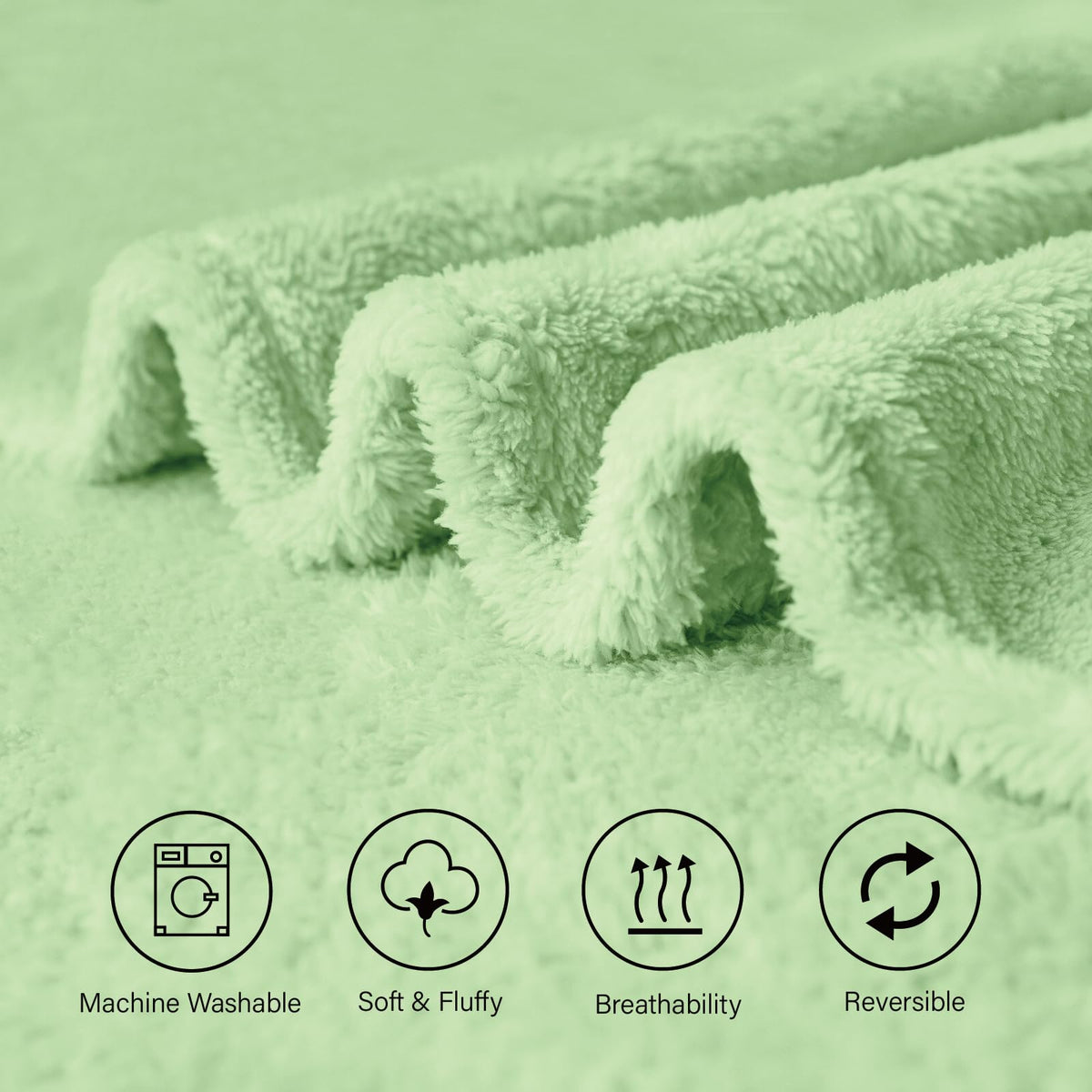 ZYFZCYBL Sherpa Fleece Throw Blanket for Couch, Soft Warm Thick Blanket Cozy Fluffy Microfiber Throw Flannel Double Reversible Luxurious Blankets for Bedroom Livingroom, Sage Green Throw Size 50"x60"