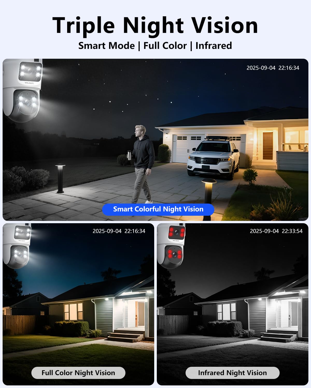 【360° View & 2-Way Audio】 4MP PTZ Security Cameras Wireless Outdoor, WiFi Home Surveillance System, Outside Wireless Security Systems, Surveillance DVR Kits