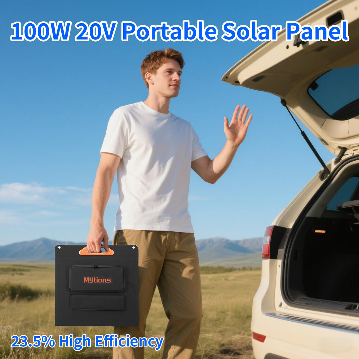 100W Portable Solar Panel for Power Station, Compatible with Jackery, Ecoflow, Bluetti, Anker and More Portable Power Stations, Weatherproof for Camping, RV, Emergency Power (100W)