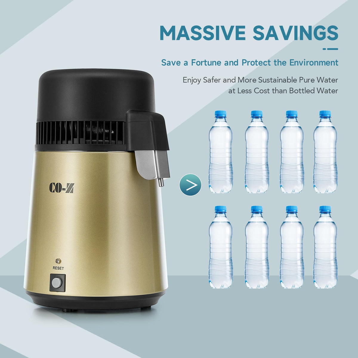 CO-Z Water Distiller, Stainless Steel Distilling Pure Water Machine for Home Countertop Table Desktop, 4L Distilled Water Making Machine, 4 Liter Water Purifier to Make Clean Water for Home