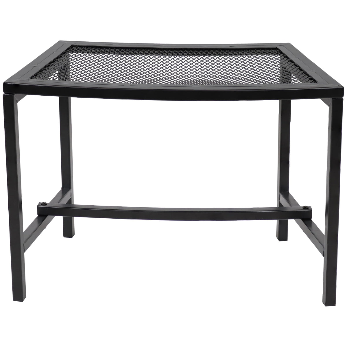 Sunnydaze Mesh Outdoor Curved Bench - Metal Patio Bench Set - Heavy-Duty Outdoor Seats for Backyard or Fire Pit - Black - Set of 2
