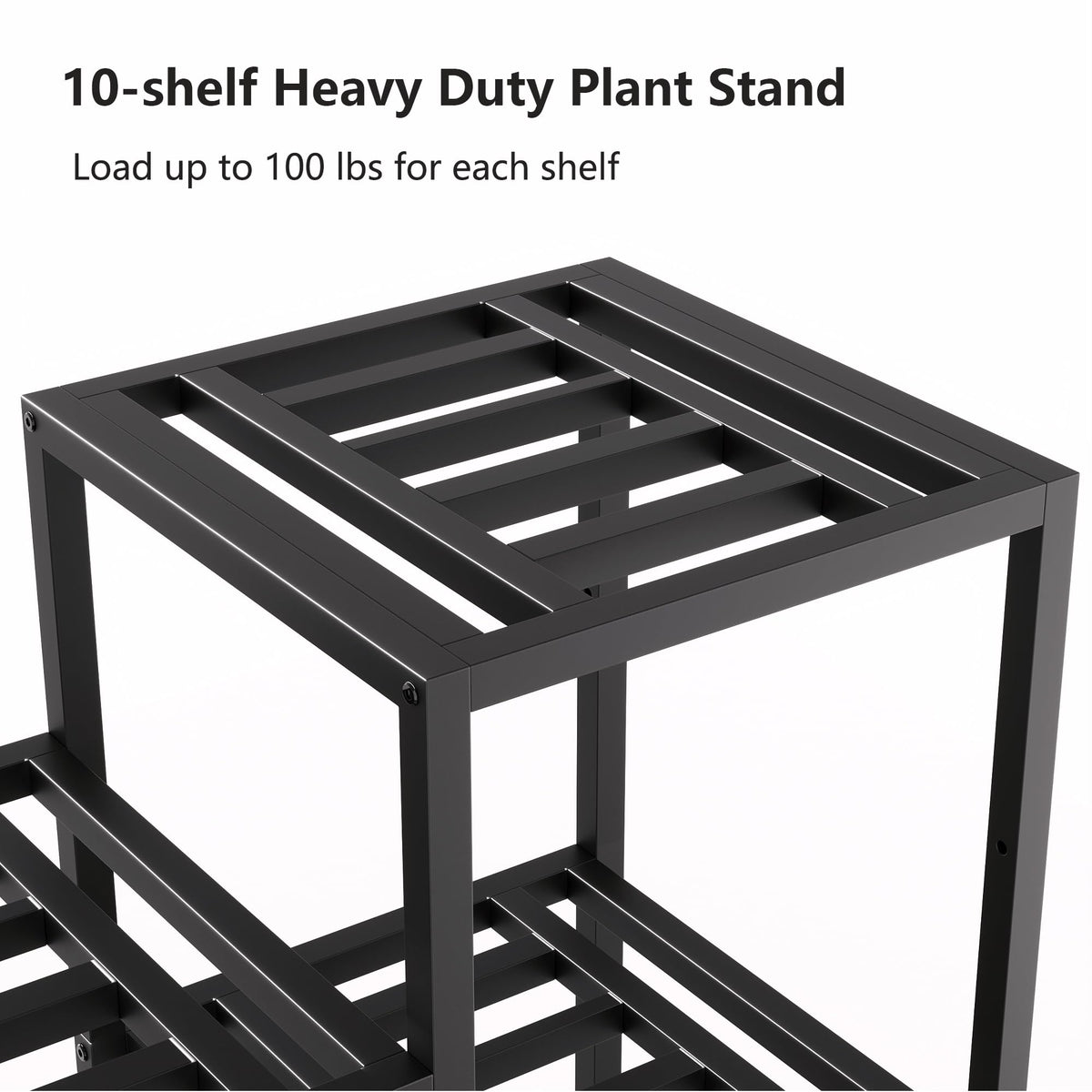 Hongsane Plant Stand Indoor Outdoor,10 Tier Tall Metal Plant Stands Holder,Heavy Duty Wrought Iron Plant Shelves for Multi Large Pots,Black Tiered Flower Display Riser for Living Room,Patio,Balcony