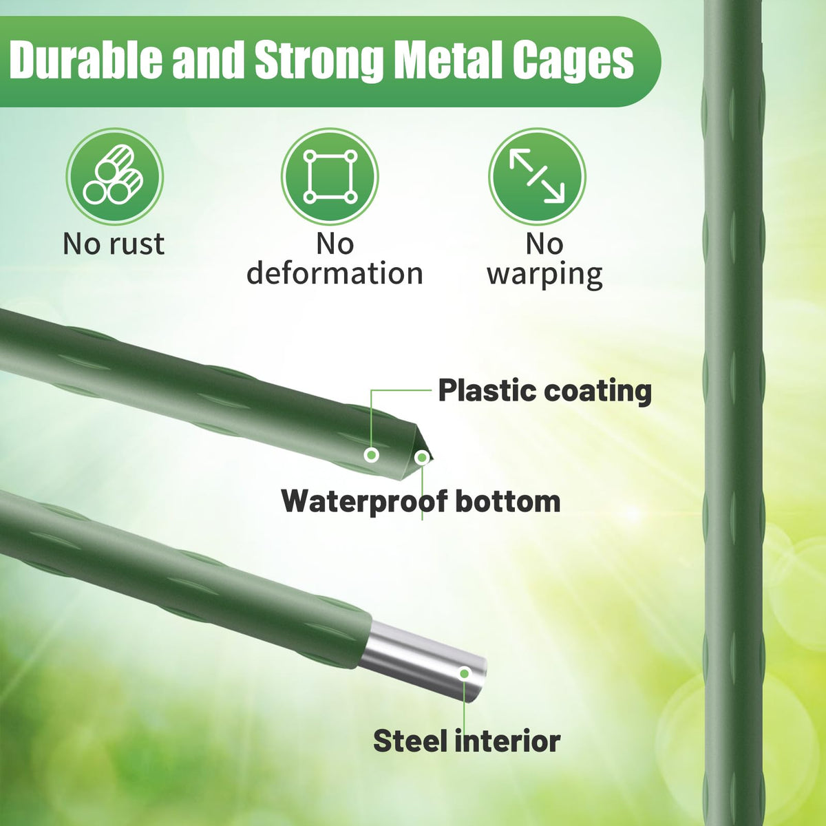 3 Sets Sturdy Tomato Cage with 10 Gal Grow Bags - 48.5" Plants Garden Trellis Planter Kit, Support for Indoor Outdoor Beans, Peppers, Cucumbers, Eggplants, Climbing Vegetable