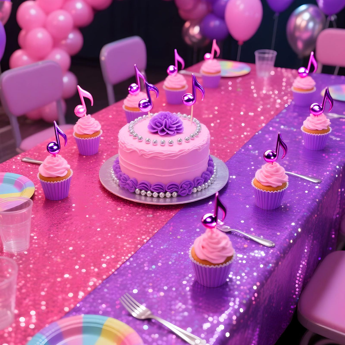 LOYIM 3 Pcs Kpop Holographic Tablecloth for Birthday Party Pink Purple Blue 54"x108" Witch and Princess Themed Movie Decoration Wedding Iridescent Metallic Plastic Glitter Laser Table Covers