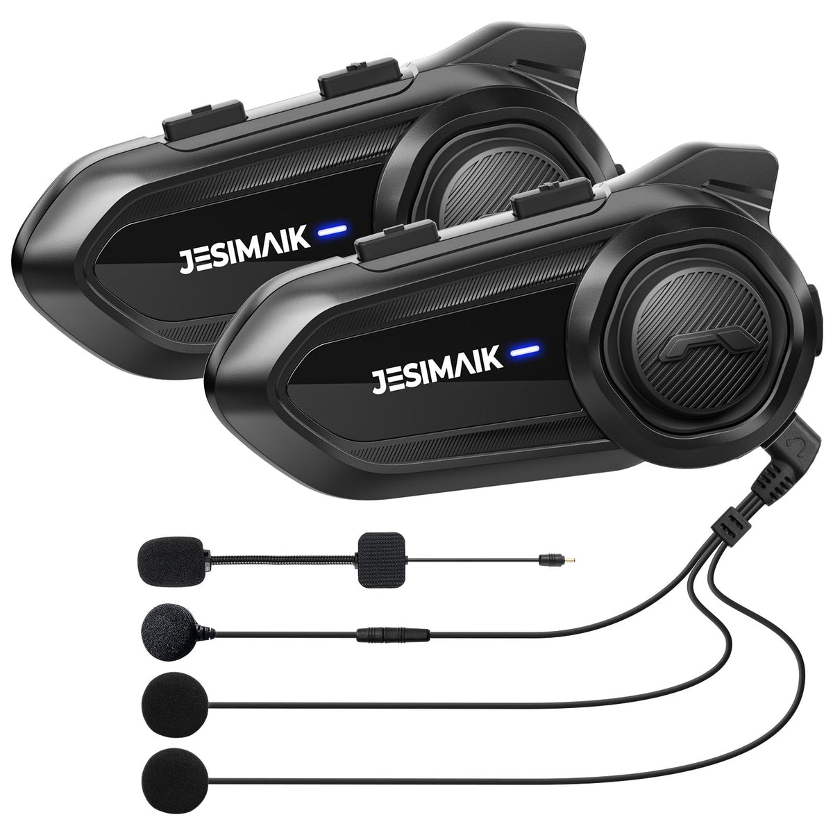 JESIMAIK Motorcycle Bluetooth Headset,2 Way Helmet Intercom Communication System, CVC8.0 Noise Cancellation Motorcycle Intercom with 2 Mics&40mm Speaker,Music Sharing, IP67 Waterproof, FM Radio(2Pack)