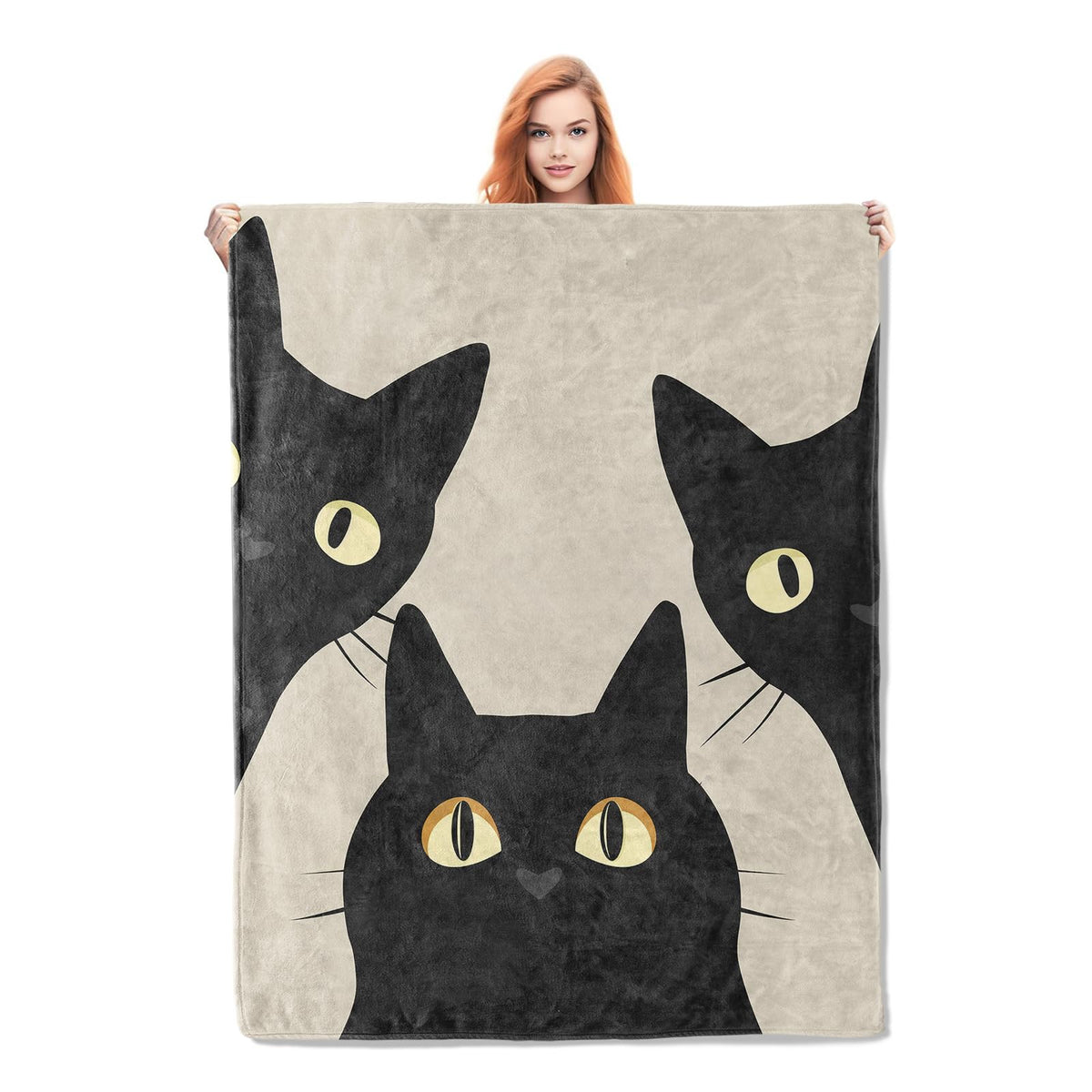Funny Cat Blanket Gifts for Women Girls Soft Warm Lightweight Cozy Animal Three Black Cats Throw Blankets for Bed Living Room Sofa Travel Home Decor 50"x60"