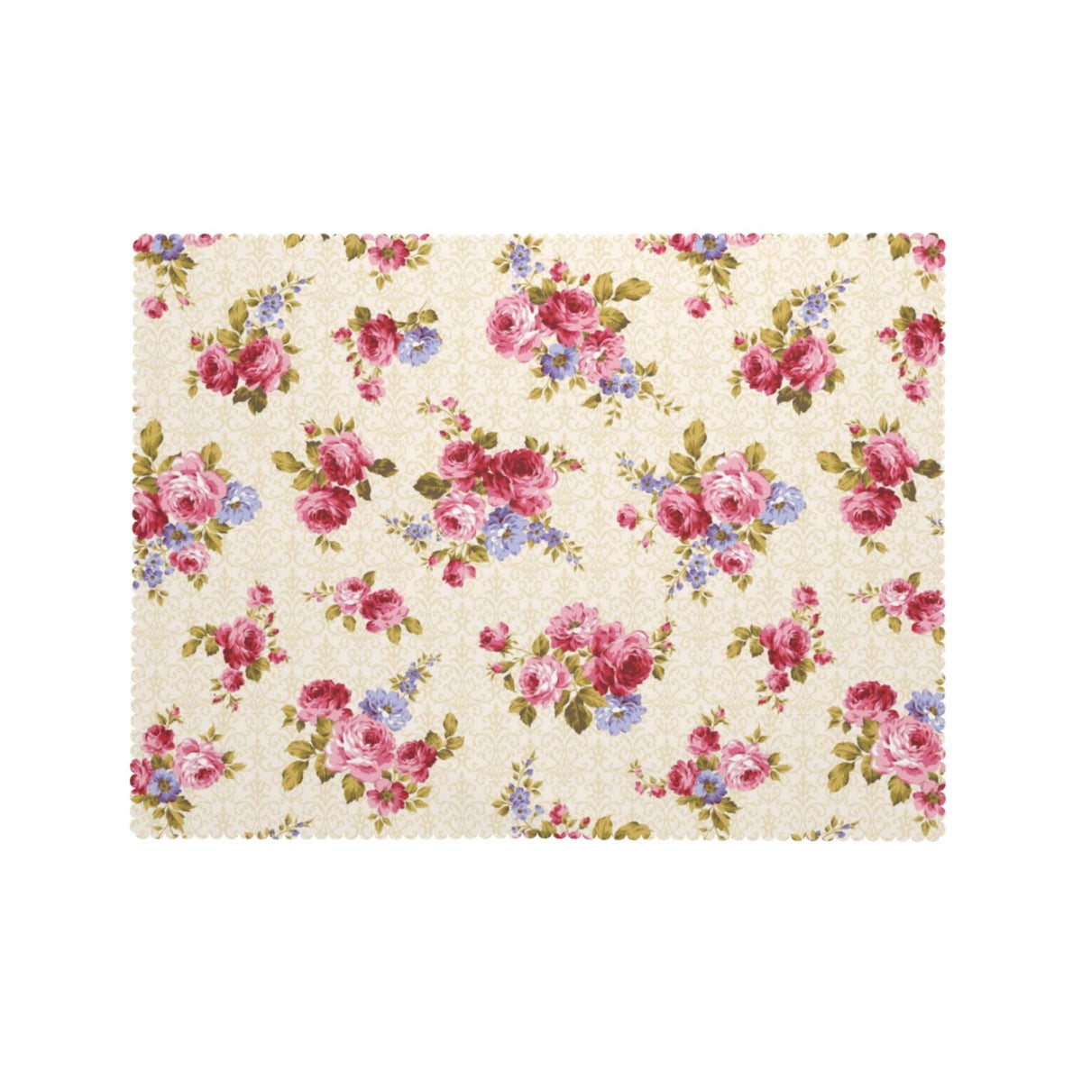 XUNNEECY Rose Pattern Tablecloth 54x72 Inches, Pink Floral Rectangular Polyester Table Cover with Wave Lace, Washable Dining Table Cloth for Kitchen, Party, Outdoor