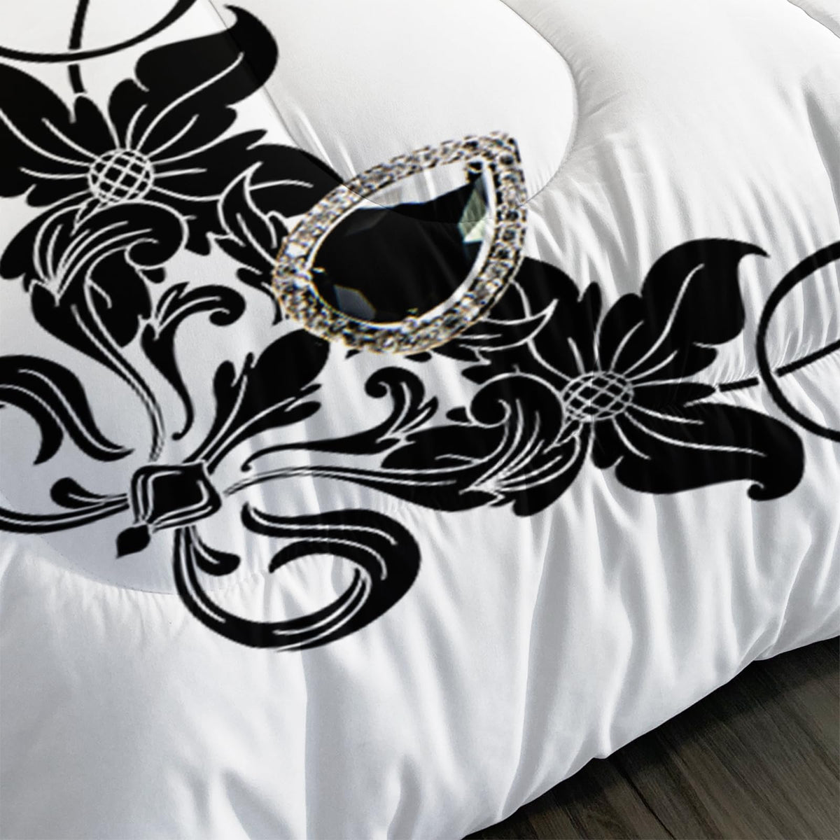 QOOMO Black Flowers Kids Bedding Set,Cartoon Plants Comforter Set Queen Size for Boys Girls Teen Room Decorat,Soft Lightweight Bed Set All Season,1 Comforter 2 Pillowcases