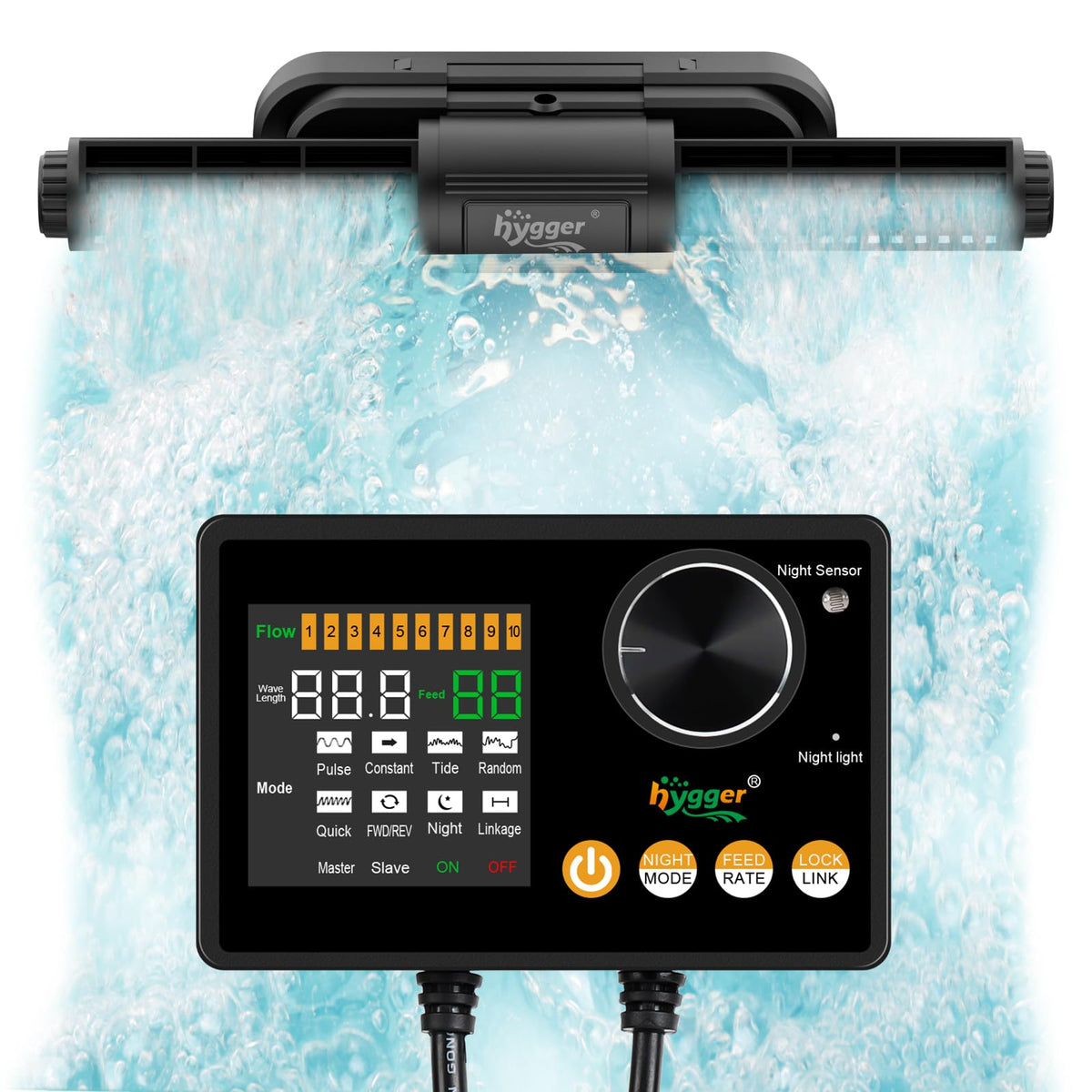 hygger Intelligent Wave Maker for Aquarium, Saltwater Freshwater Circulation Pump Adjustable 6 Waves/Night/Feed/Wireless Connection Mode, Magnetic Holder Display Controller Memory Function (25W)
