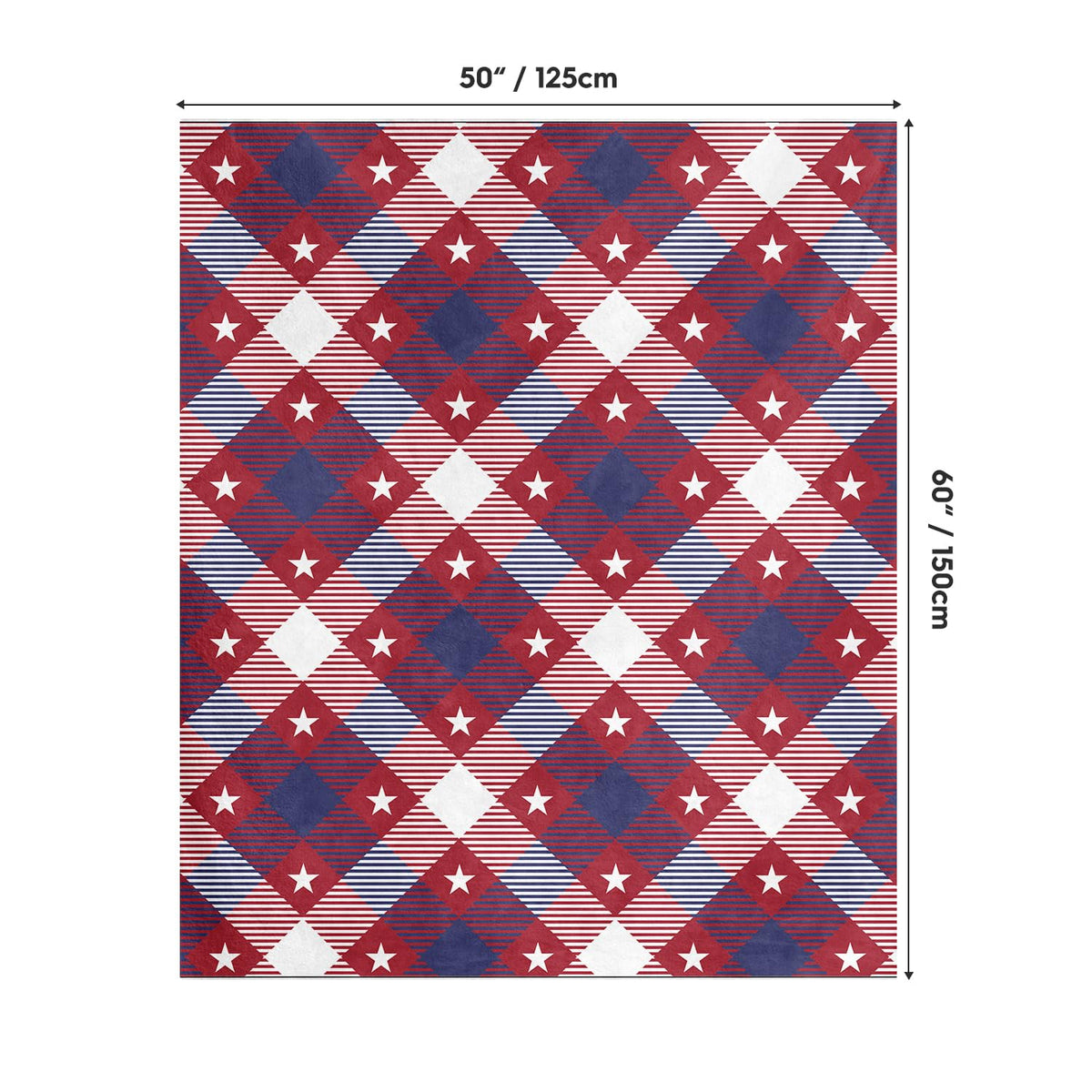 Horaldaily 4th of July Flannel Blanket Throw, Red Buffalo Plaid Stars Independence Day Memorial Day Soft Fuzzy Plush Cozy Fleece Blankets for Couch Sofa Bed Decor, Ideal Gifts for Kids Adults 50x60