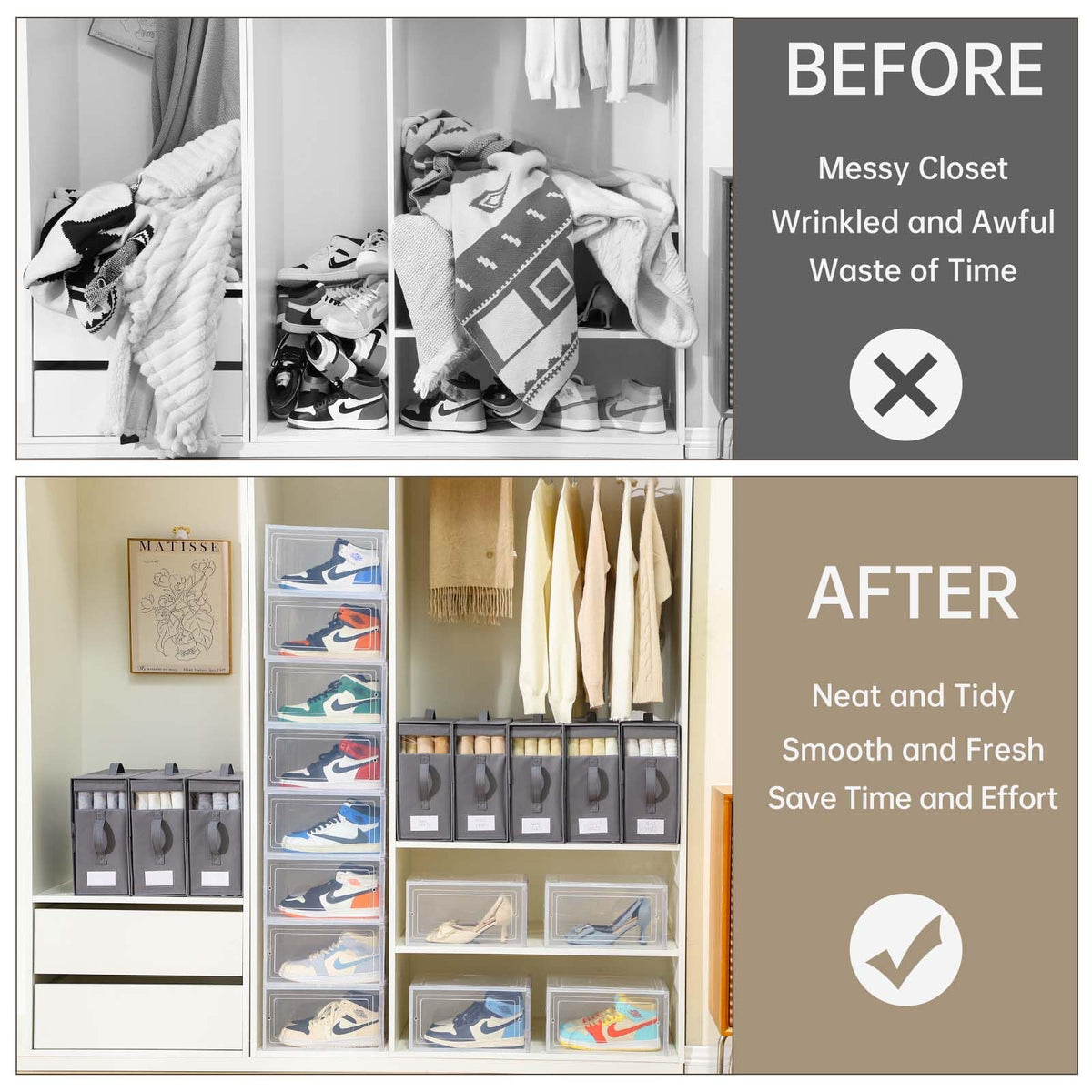 Large Bed Sheet Organizers and Storage,8 Pack Linen Closet Organizers and Storage, Foldable Bedding Storage for Bedsheets