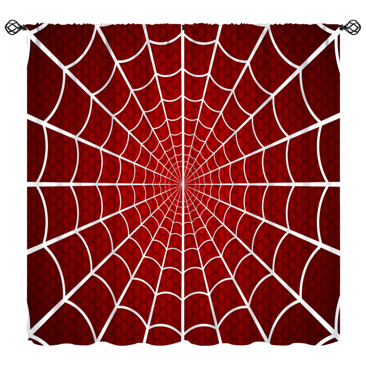 Djaby Red Spider Web Curtain, Scary Spider Web Halloween Theme Print Window Drapes for Kids Baby Nursery Room Bedroom Living Room 42" W X 45" L(No Blackout)