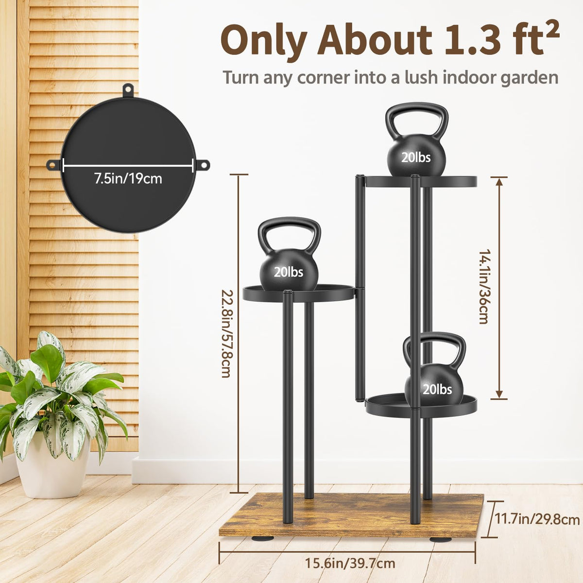 LASZOLA Black 3 Tier Plant Stand Indoor Heavy Duty Metal Planter Flower Holder Rack, Multi Modern Narrow Organizer, Floor Vertical Tower, Spiral Sturdy Decorate for House Bathroom Office Living Room