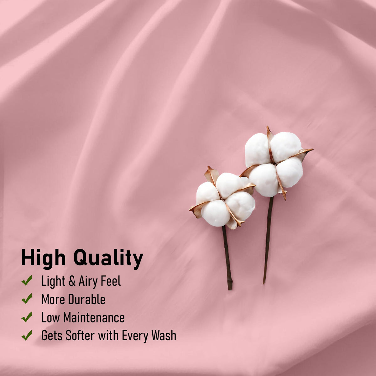 RUVANTI 100% Cotton Percale Sheets Full Size, Bridal Rose