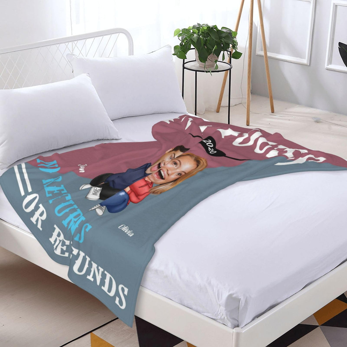 BHSHOH Personalized Couple Portrait Blanket for Girlfriend Boyfriend Love Custom Anniversary Blanket Gifts for Husband Wife Wedding Valentine’s Day Gifts Man Woman Throw (06)