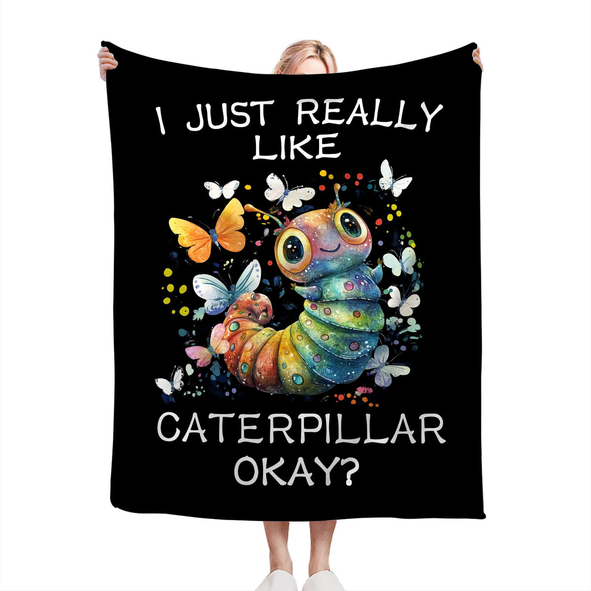 Caterpillar Blanket Soft Fuzzy Fleece Cute Insect Caterpillar Butterfly Throw Blankets Decor Cozy Warm Plush Flannel Blankets Gifts for Boys Girls Men Women Home Chair Sofa Couch Bed 50"X40"