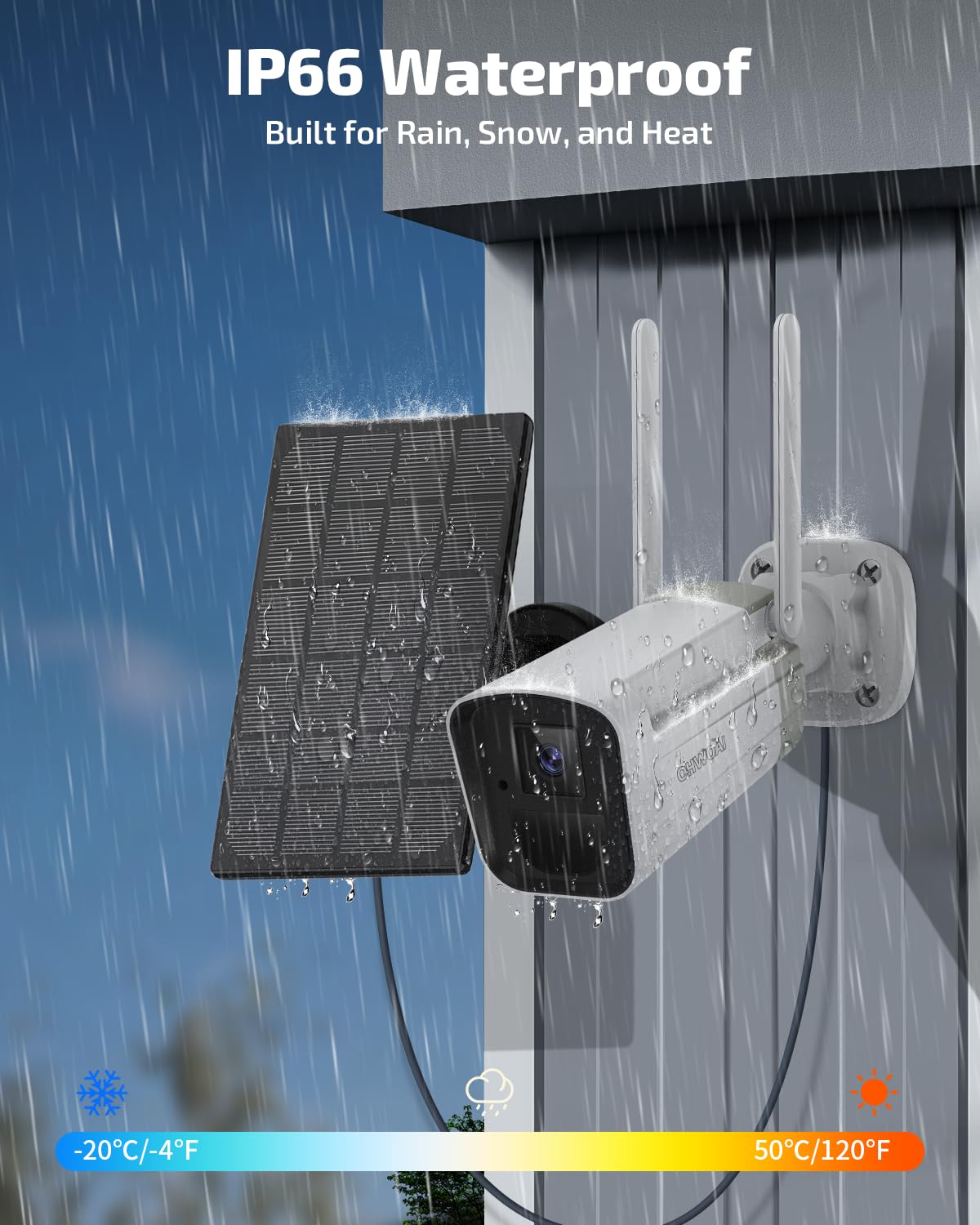 《100% Wire-Free》Wireless Outdoor Security Camera System, Solar Powered WiFi Cameras Systems, Home Video Surveillance DVR Kits