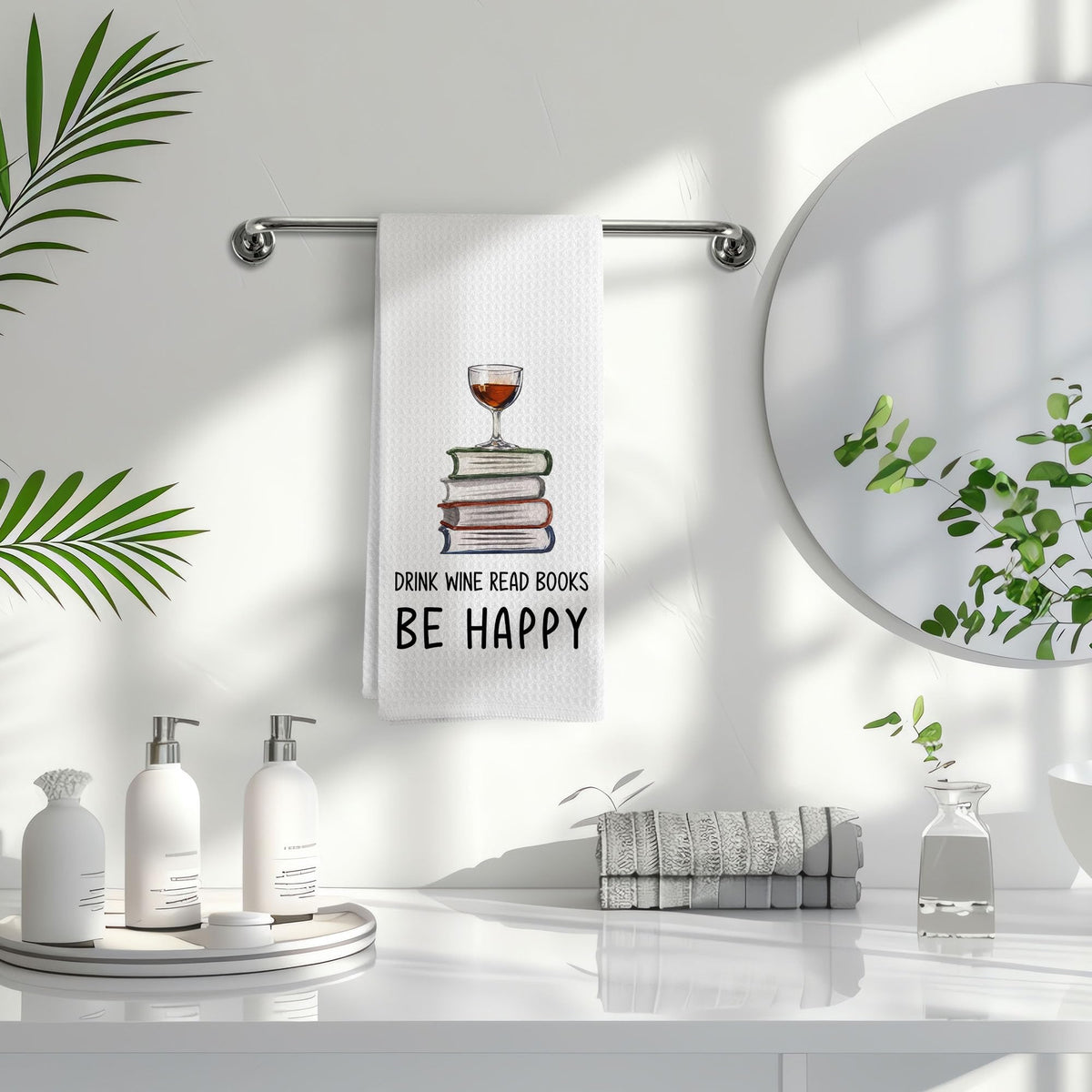 BitKAM Wine Lovers Kitchen Towels, Funny Wine Bar Decor Decorative Kitchen Towel, Hostess Gifts for Women, Wines Home Bar Cart Hand Dish Tea Towels for Bathroom Decor