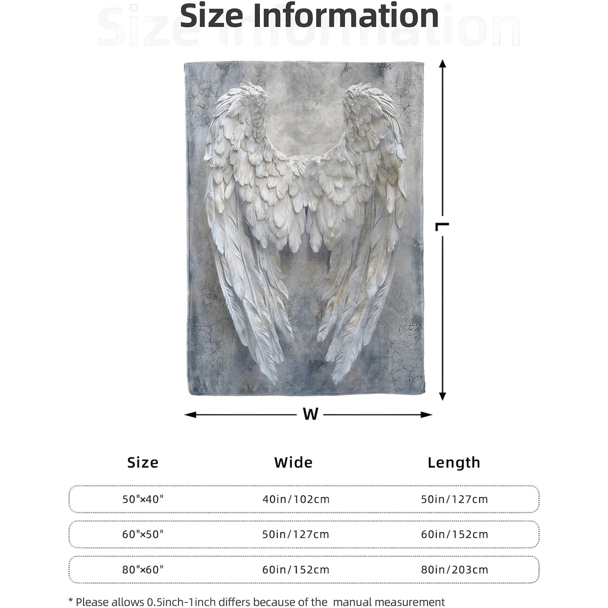 Heavenly Angel Wings Blanket 50x60 in, Flannel Throw Blankets for Travel Camping Sofa Living Room Decor, Lightweight Cozy Soft Fuzzy Gifts for Women Adults Kids
