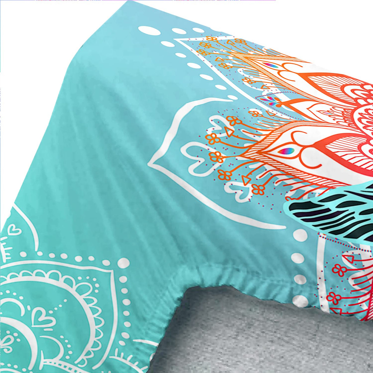 HOSIMA Sea Turtle Bedding,Coastal Beach Themed Fitted Sheet Set Queen Size for Kids Teen Girls Boys Room Decor,Mandala Turtle Fitted Sheet Set Twin Size,1 Fitted Sheet+2 Pillowcases.