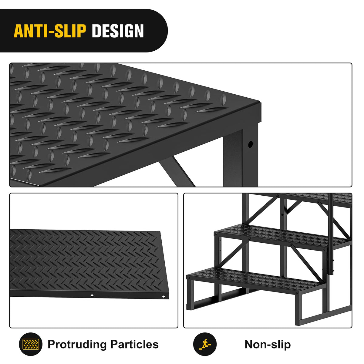 Nilight RV Steps with Handrail, 3 Steps Hot Tub Steps Outdoor RV Stairs Step Portable Mobile Motor Home Stairs for Camper Travel Trailers Dock Entry Steps 5th Wheel RV Porch with Anti-Slip Handrail