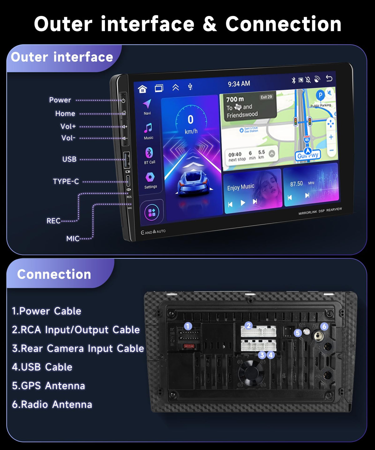 8Core 4G+64G Car Stereo for Ford Expedition 2007-2014 Automatic A/C Radio with 9inch 1280X720P Touchscreen,Wireless Carplay Android Auto,5.0 Bluetooth DSP 46EQ,59UI RDS/FM Radio Backup Camera