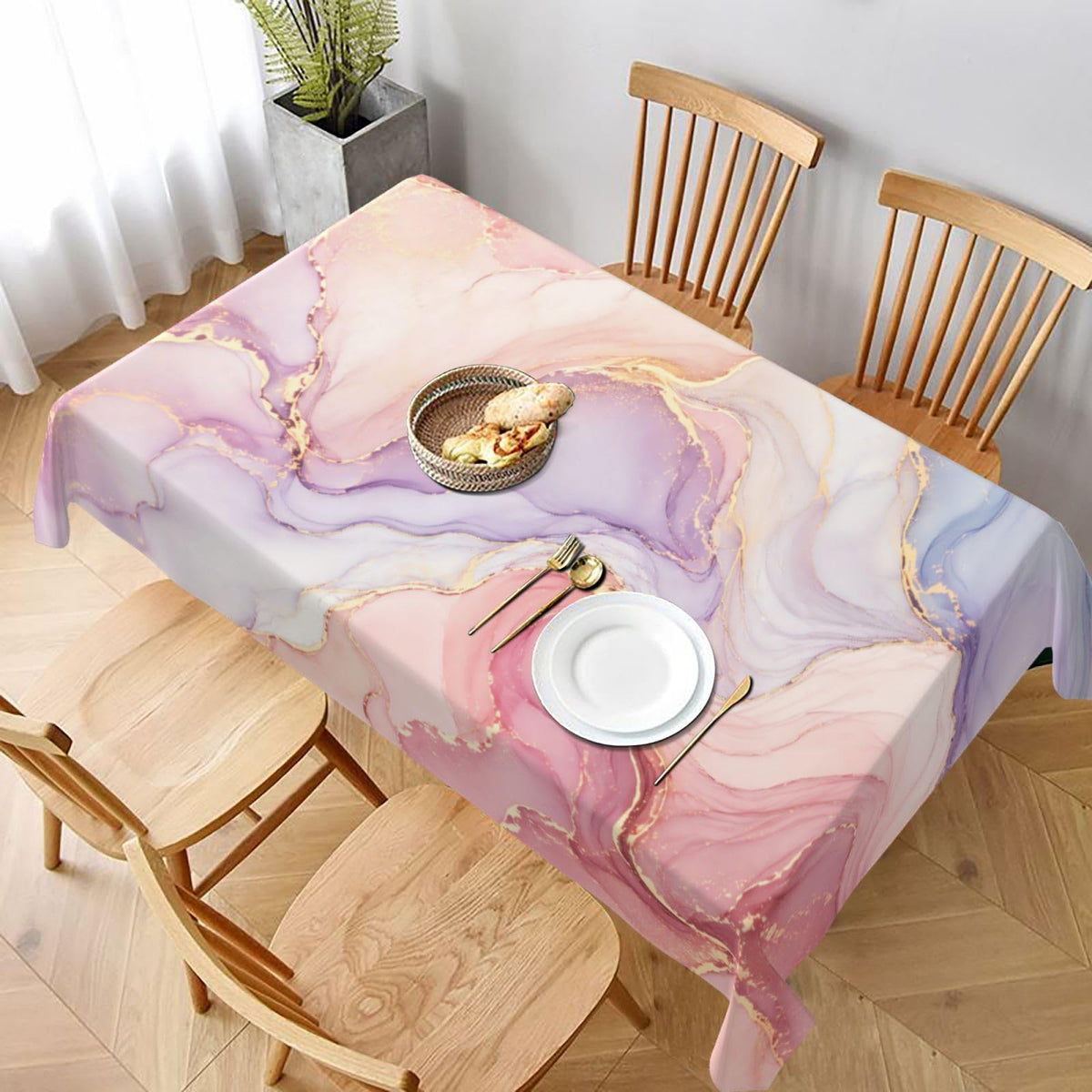 mutakin Marble Rectangle Tablecloth Washable Table Cloth 60x90 Inch Table Cover Waterproof for Decoration Kitchen Dining Room