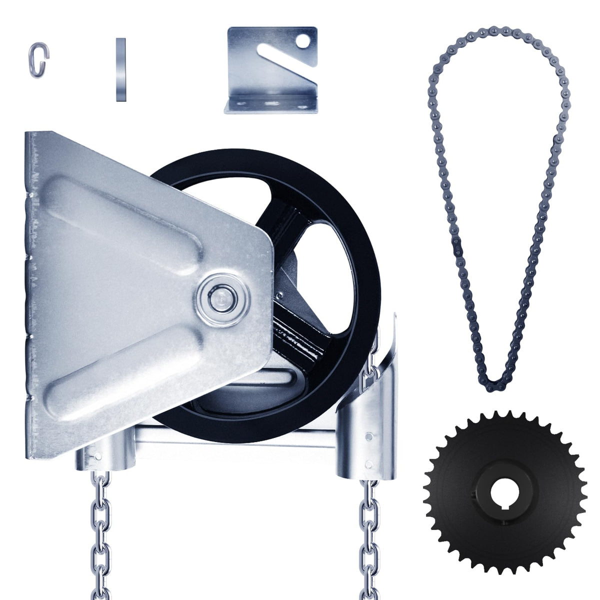 ‎NULTRUMA Garage Door Opener Chain Hoist 1 Inch Shaft Model 2000R 4:1 Reduction Wall Mount