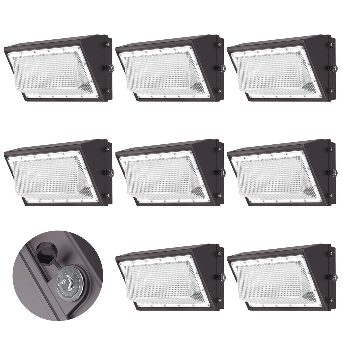 AIKVSXER 8 Pack 160W LED Wall Pack Light with Dusk to Dawn Photocell, 25,600LM 6000K Wall Pack LED Exterior Light, IP65 Outside Lighting [Eqv. 1000W HPS/HID] for Parking Lot, Yard AC120-277V