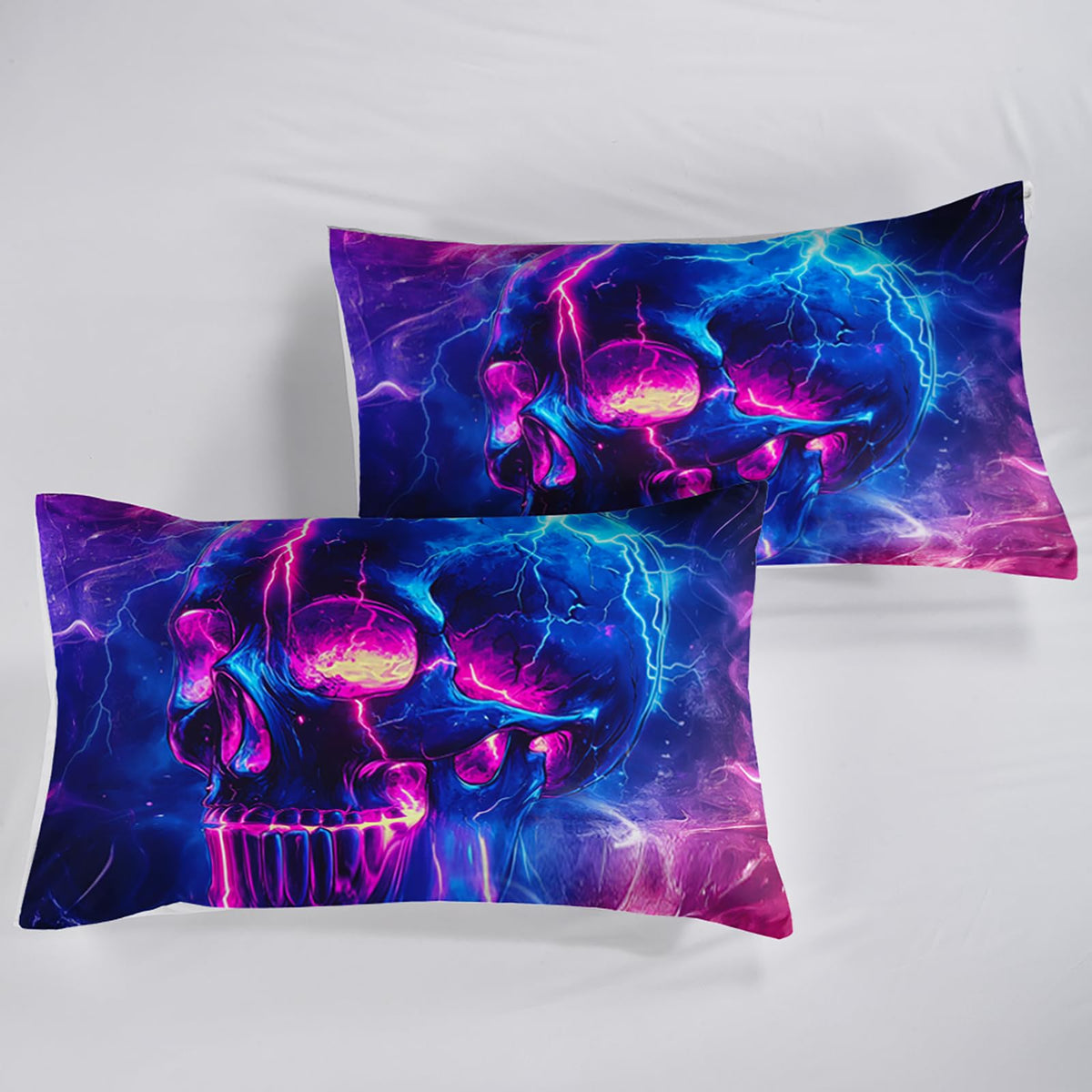 QOOMO Skull Kids Sheets Twin Size,Human Skeleton 16" Deep Pocket Bed Sheet Set,Galaxy Printed Bedroom Decor Bedding Set Soft and Breathable for Boys/Girls/Kids/Teens