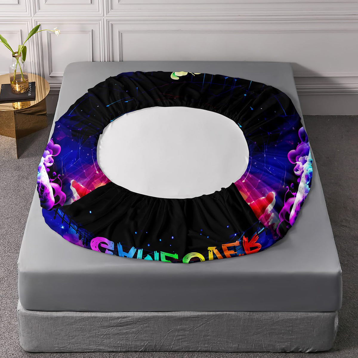 AILONEN Boys Gamer Gamepad Fitted Sheet Set Twin Size, Video Game Bedding Set for Kids Teens Boys Girls,Rainbow Fume Bed Sheet + 2 Pillowcases,3-Pieces