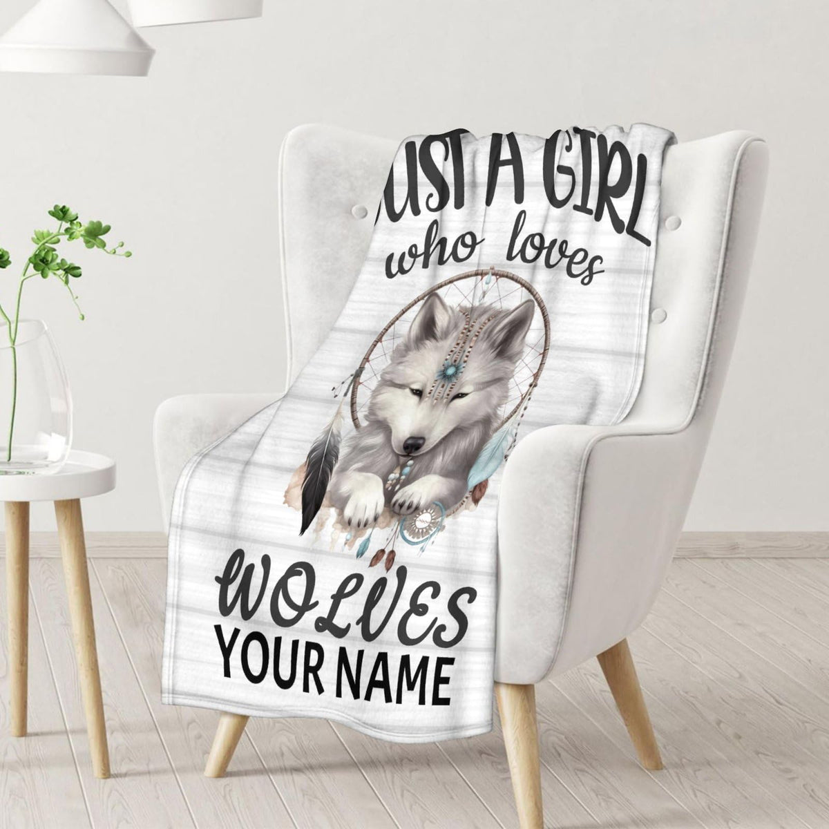 Personalized Wolf Blanket Gifts - Custom Wolf Gifts for Girls - Soft Plush Throw for Kids Adults - 40"x50" Animal Throws for Sofa