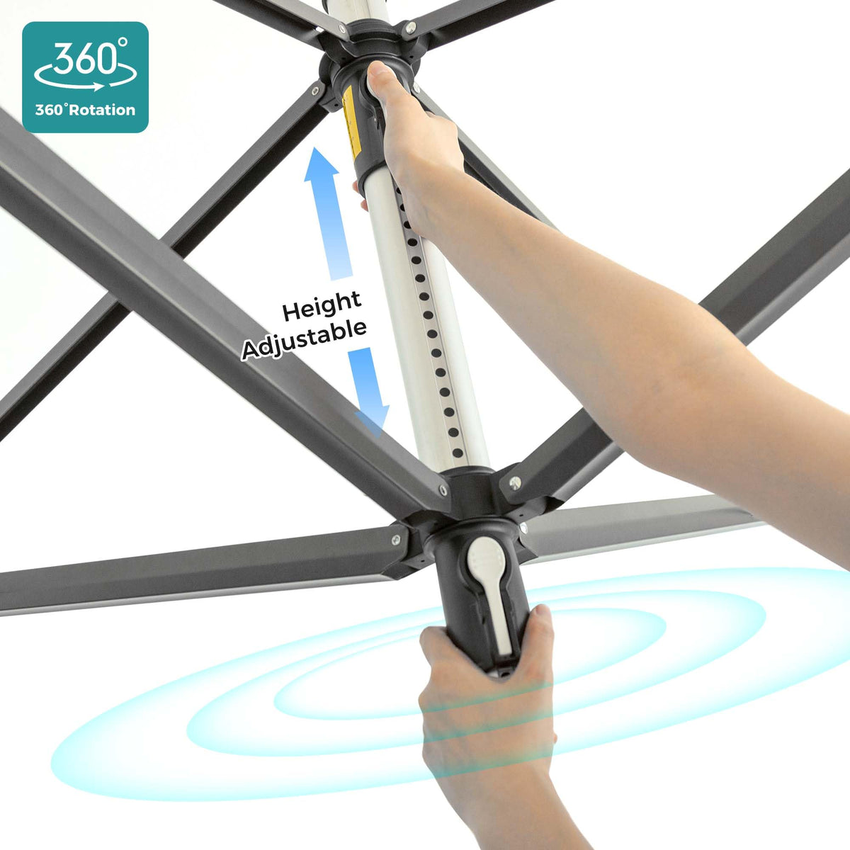 Sukkiri Homu Umbrella Drying Rack, Retractable Outdoor Drying Rack, Height Adjustable, 196 ft Long Clothesline, Holds 5 Laundry Loads, for Garden, with Ground Stake