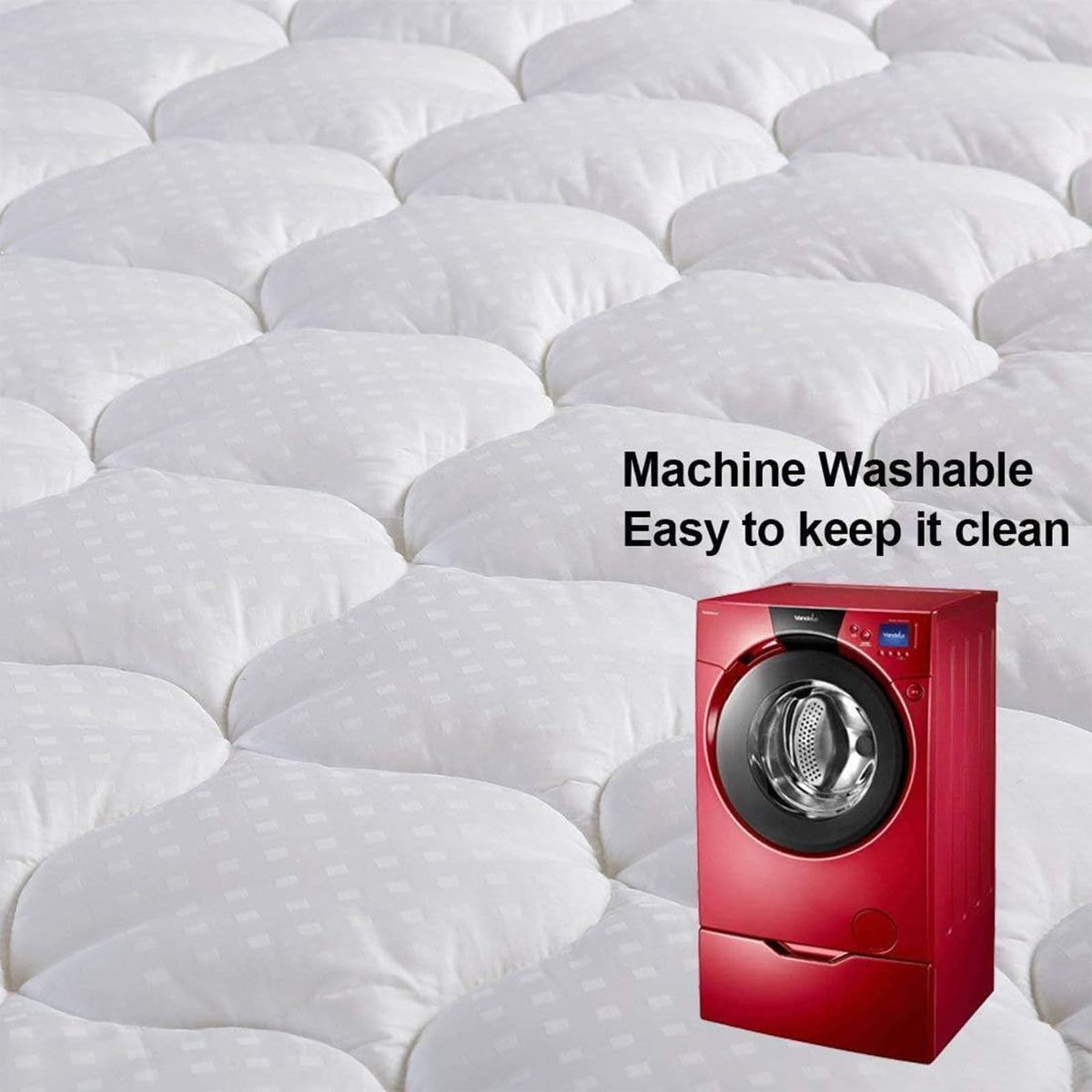 LEISURE TOWN Cotton Queen Mattress Pad Fitted Quilted Mattress Cover Pillow Top Mattress Topper Cooling Soft Breathable Mattress Protector with 8-21 Deep Pocket,Machine Washable (60x80 White)
