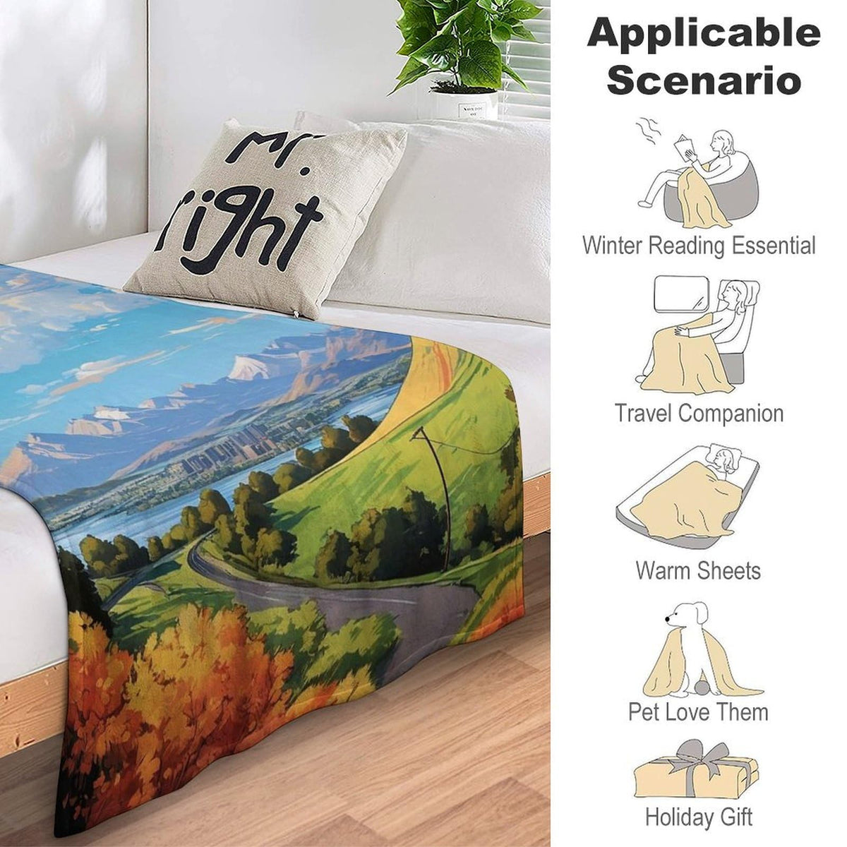 Boise Idaho City Skyline Landscape Abstract Blanket Soft Flannel Lightweight Blanket Outdoor Travel Carry Living Room Bedroom Sofa Decoration Gifts 50x60 Inch