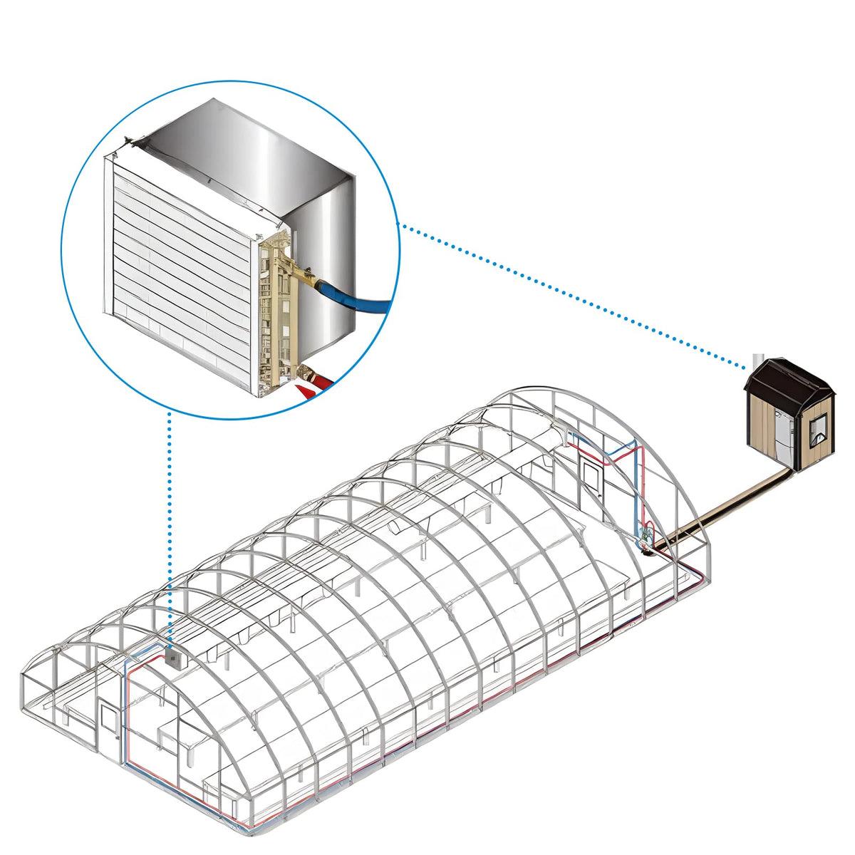 24x24 Heat Exchanger Water to Air, Copper Ports for Outdoor Wood Furnaces, Residential Heating and Cooling, and Forced Air Heating