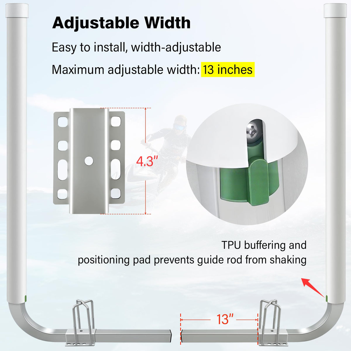 Boat Trailer Guide-ons-60,2*316L Stainless Steel Trailer Post Guide on,2*UPVC Tube Trailer Guide Bars,mounting Hardware Included,for Fishing Boats,Kayaks,Canoes,ski Boats and More