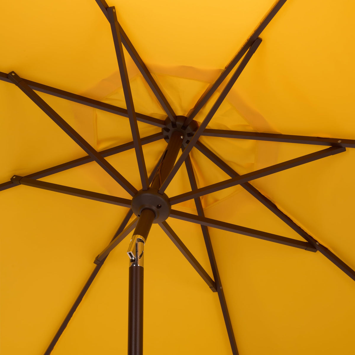 SAFAVIEH Outdoor Patio Furniture Collection – Torsa 9 Ft Yellow & Brown Crank Umbrella, Market-Style Patio Umbrella with Metal Pole, Classic Outdoor Shade Accent (PAT8014Y)