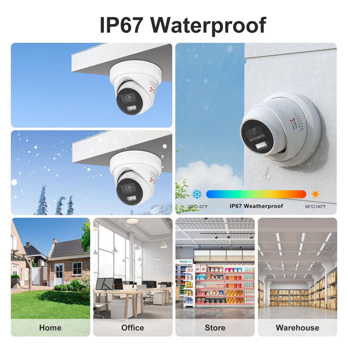 《Strobe Sound Light Alarm & 2-Way Audio》Anpviz 16CH 4K PoE Security Camera System, 8X 8MP Wired IP Turret Cameras Outdoor Metal, 12MP NVR with 4TB HDD, True Plug & Play for Business Home(H Series)