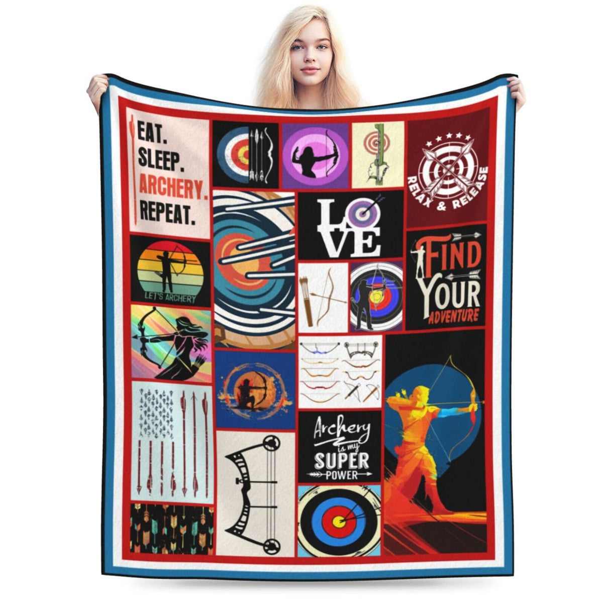 Archery Throw Blanket Sports Blankets Fleece Plush Flannel Super Soft Cozy Warm Lightweight Archery Sports Decor Gifts for Boys Girls Kids Adults Men Women 40" x 50"