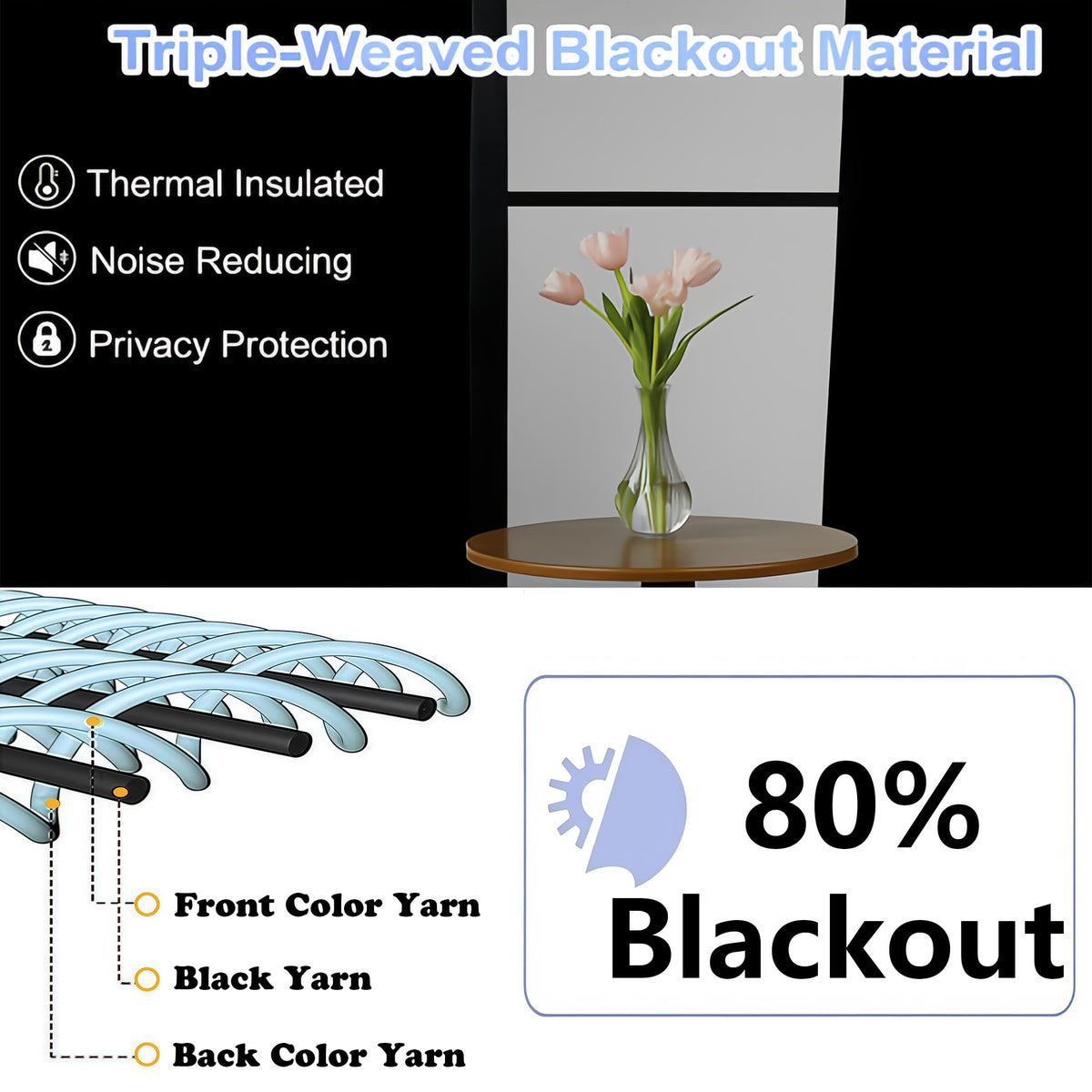 Simplebrand Biscotti Beige Room Darkening Curtains for Bedroom 63 Inch Length 2 Panels Set, Thermal Insulated Energy Saving Curtains for Kids Room, Solid Nursery Window Treatment Drapes, W40 x L63