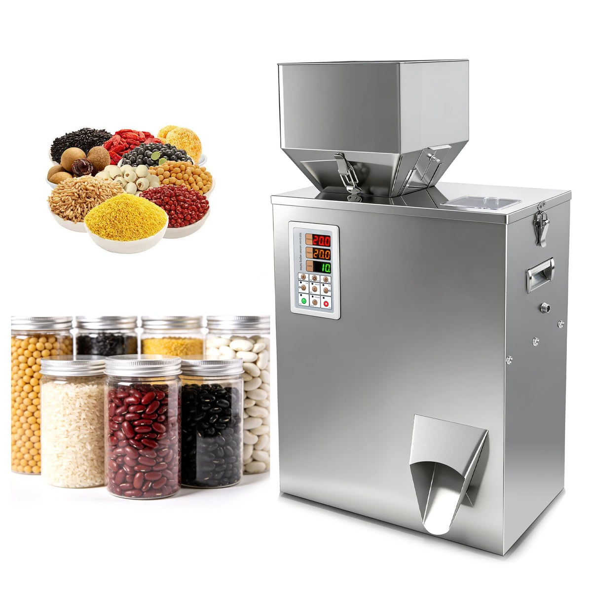 TREESNAIL 5-500g (0.011-1.1lbs) Powder Filling Machine, Automatic Intelligent Particle Weighing & Dispensing Filler for Tea, Coffee, Flour, Spices, Granules, 10-12 Packs/Min, 110V
